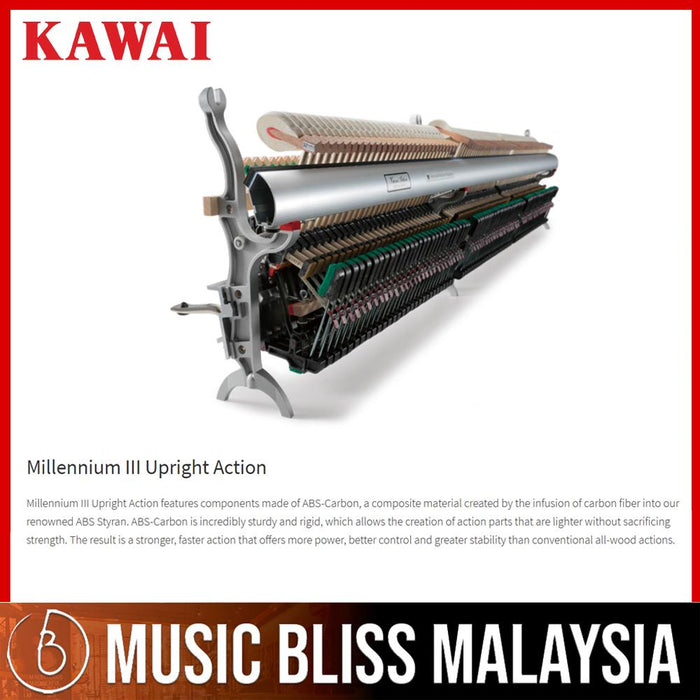 Kawai K-500 Professional Acoustic Upright Piano - Ebony Polish (K500 / K 500) [MADE IN JAPAN] - Music Bliss Malaysia