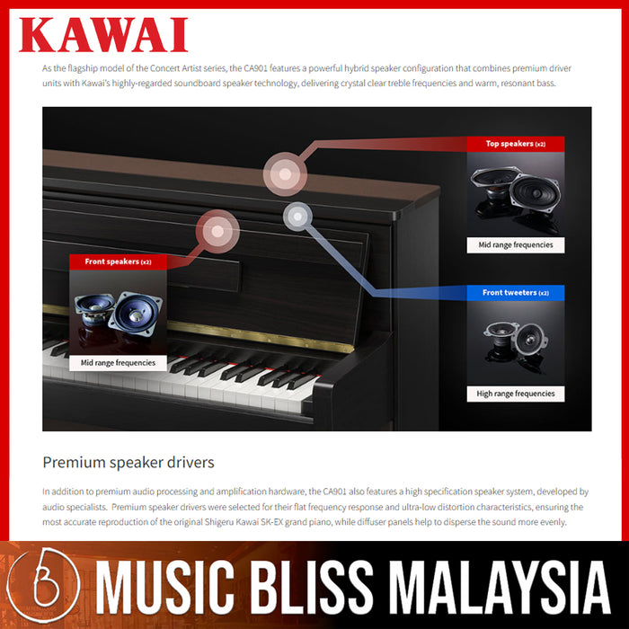 Kawai CA901 88-key Digital Piano - Ebony - Music Bliss Malaysia