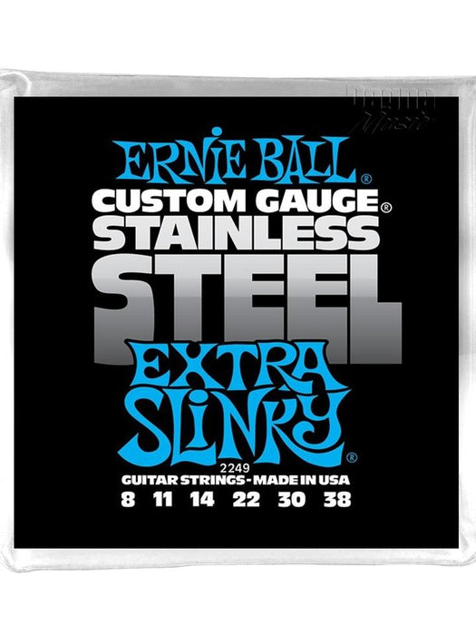 Ernie Ball 2249 Extra Slinky Stainless Steel Wound Electric Guitar Strings (8-38) - Music Bliss Malaysia