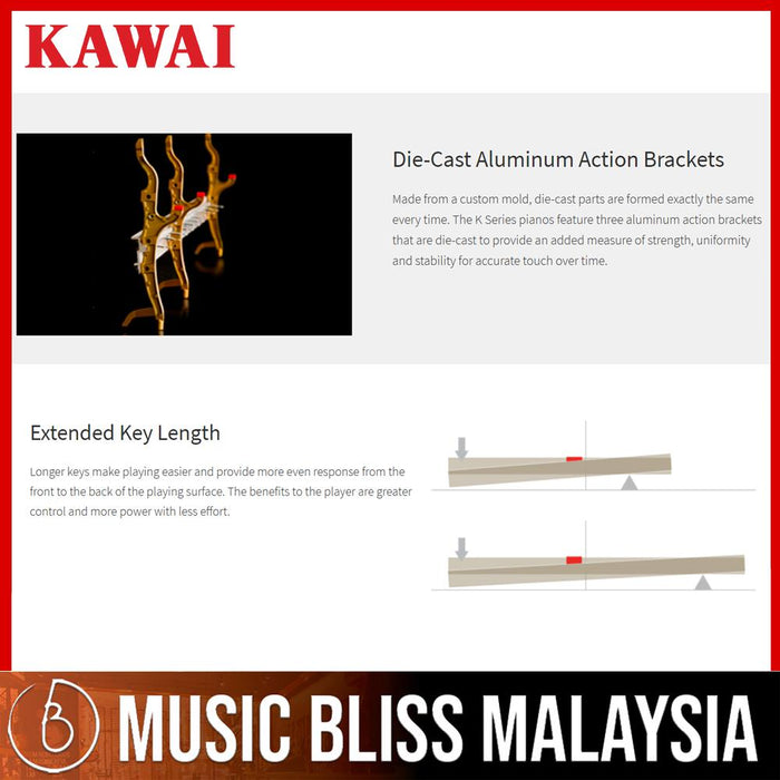 Kawai K-200 Professional Acoustic Upright Piano - Mahogany Satin (K200 / K 200) [MADE IN INDONESIA] - Music Bliss Malaysia