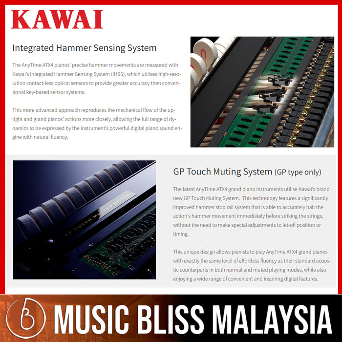 Kawai K600-ATX4 Hybrid Upright Piano - Ebony Polish *Made in Japan* - Music Bliss Malaysia