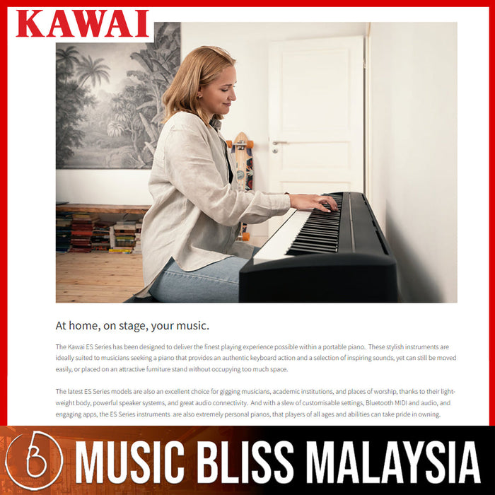 Kawai ES-120 Portable Digital Home Piano - Black - Music Bliss Malaysia