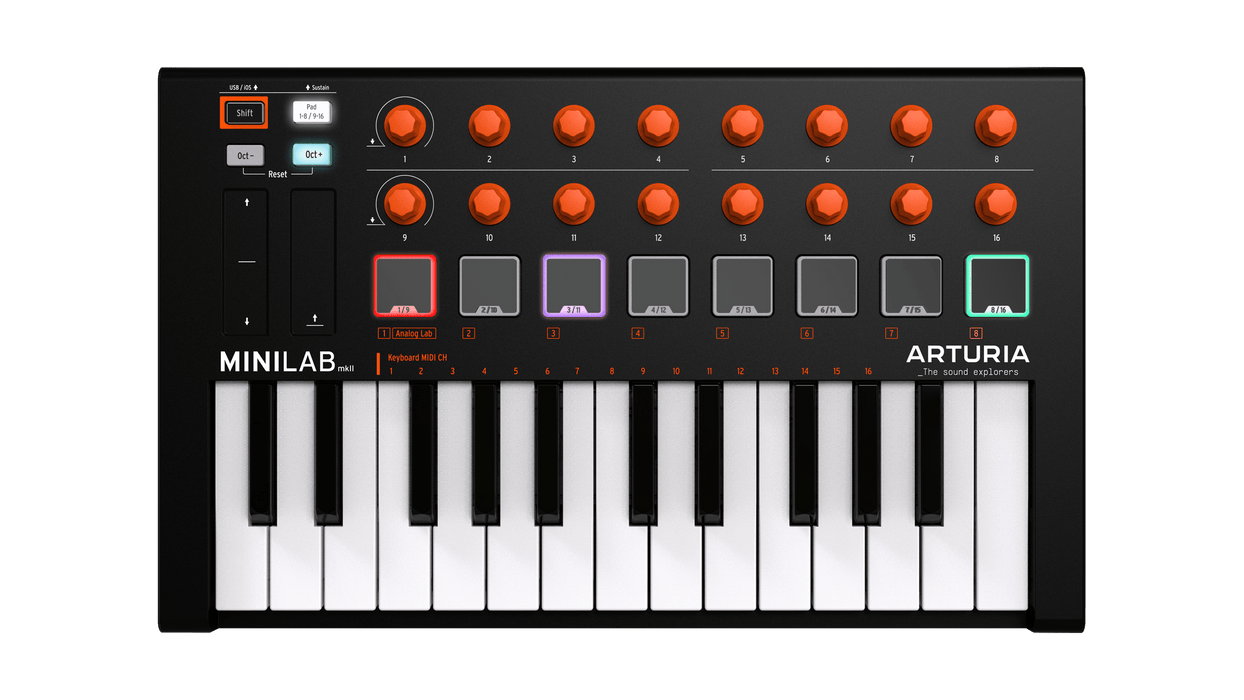Arturia MiniLab MKII 25 Slim-key Controller - Orange Limited Edition - Music Bliss Malaysia