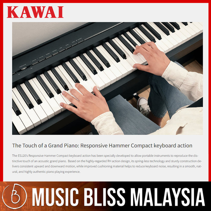 Kawai ES-120 88-key Digital Piano with Speakers - Gray - Music Bliss Malaysia