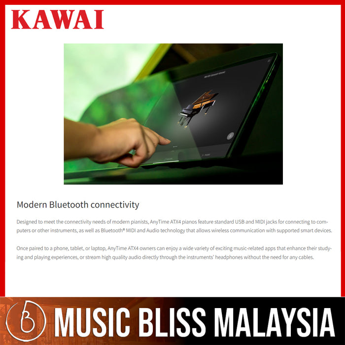 Kawai K200-ATX4 Hybrid Upright Piano - Ebony Polish - Music Bliss Malaysia
