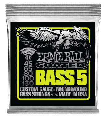 Ernie Ball 3836 5-string Regular Slinky Coated Electric Bass Strings (45-130) - Music Bliss Malaysia