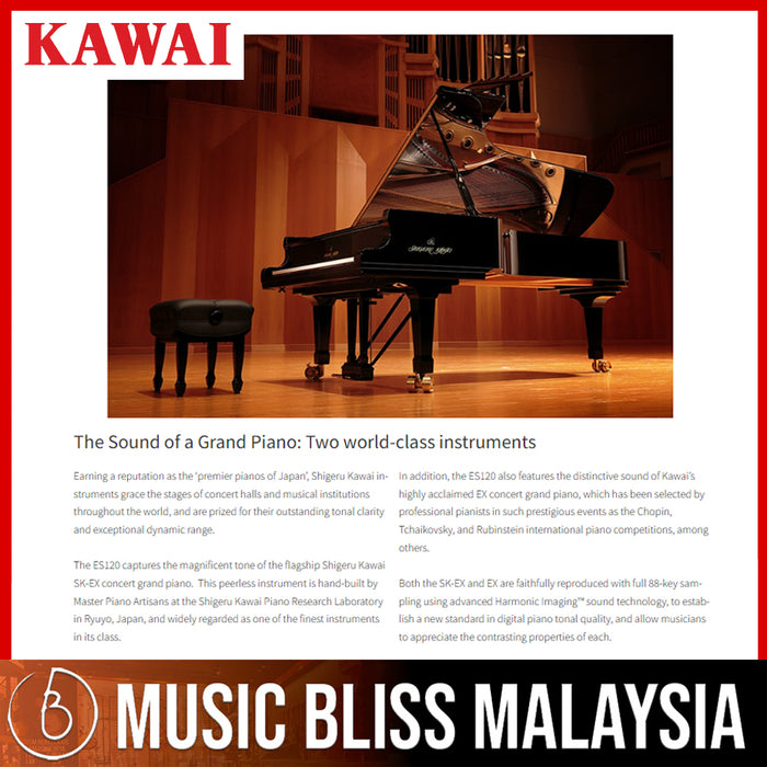 Kawai ES-120 88-key Digital Piano with Speakers - Gray - Music Bliss Malaysia