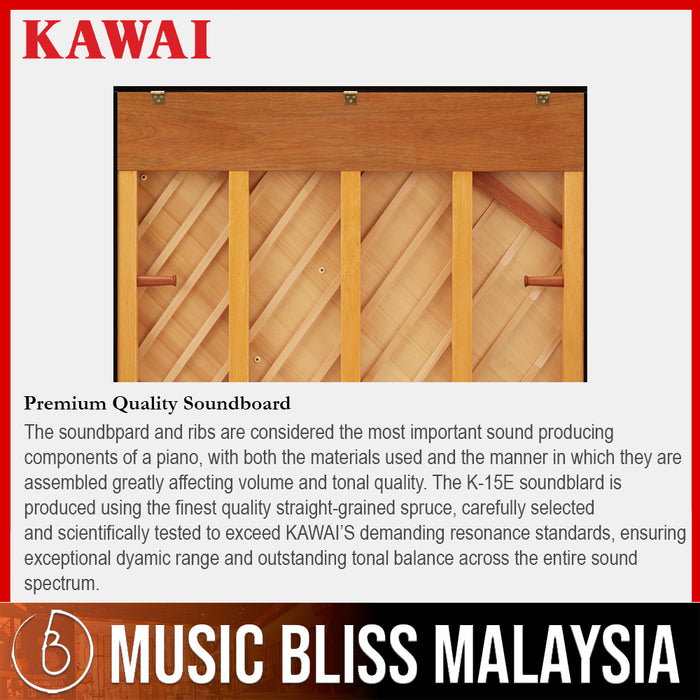 Kawai K-15 Continental Upright Piano - Mahogany Polish - Music Bliss Malaysia