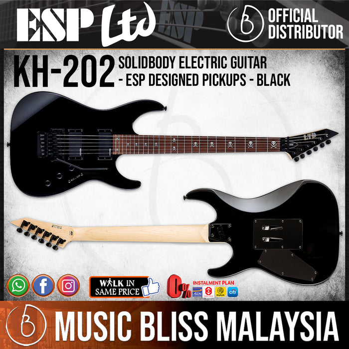 ESP LTD KH-202 Kirk Hammett Signature Electric Guitar - Black - Music Bliss Malaysia