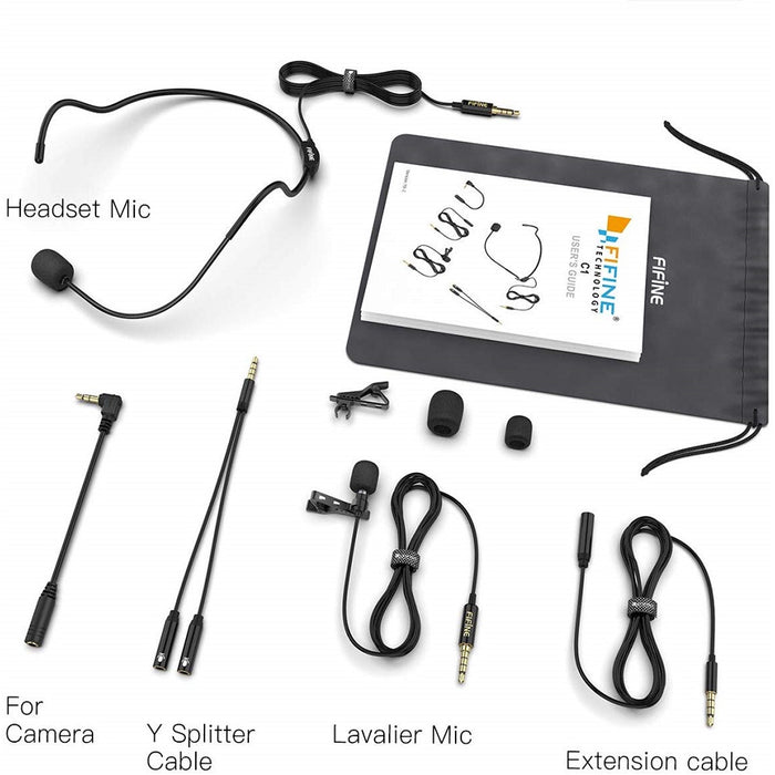Fifine USB Lavalier Lapel Microphone, Clip-on Cardioid Condenser Computer  Mic Plug and Play USB Microphone with Sound Card for PC and Mac-K053