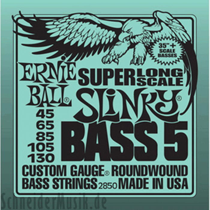 Ernie Ball 2850 5-string Super Long Scale Slinky Nickel Wound Electric Bass Strings (45-130) - Music Bliss Malaysia