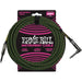 Ernie Ball 6066 25 Feet Braided Straight/Angle Instrument Cable - Black/Green (P06066) - Music Bliss Malaysia