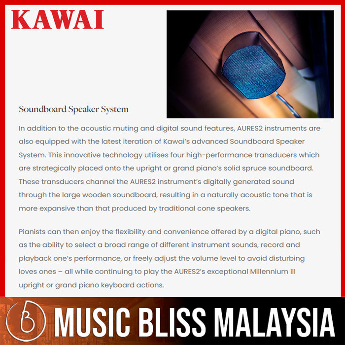 Kawai K600 AURES2 Hybrid Upright Piano - Ebony Polish  *Made in Japan* - Music Bliss Malaysia