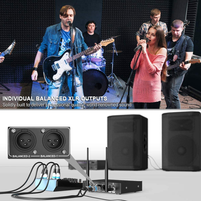 FIFINE K040 Dual Wireless Microphone System, Fifine Two Handheld Dynamic Cordless Mic and Dual Channel Receiver, 50 Selectable UHF Frequency for Karaoke Singing Party, Church, DJ, Wedding, School Presentation (K-040) - Music Bliss Malaysia