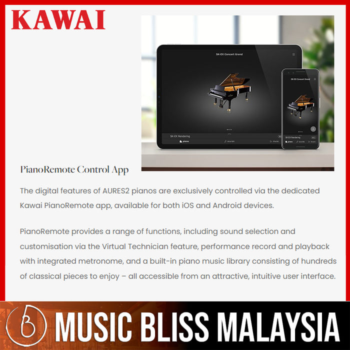 Kawai K600 AURES2 Hybrid Upright Piano - Ebony Polish  *Made in Japan* - Music Bliss Malaysia