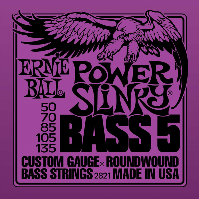 Ernie Ball 2821 5-string Power Slinky Nickel Wound Electric Bass Strings (50-135) - Music Bliss Malaysia