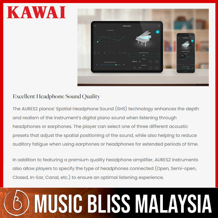 Kawai K600 AURES2 Hybrid Upright Piano - Ebony Polish  *Made in Japan* - Music Bliss Malaysia