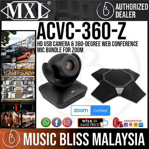 MXL ACVC-360-Z HD USB Camera & 360-Degree Web Conference Mic Bundle for Zoom (ACVC360Z) *Crazy Sales Promotion* - Music Bliss Malaysia