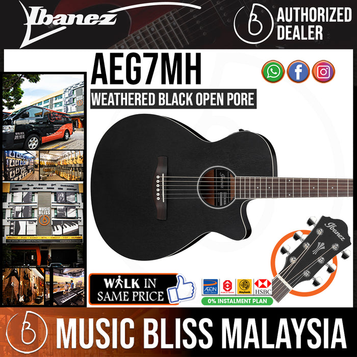 Ibanez AEG7MH Acoustic-Electric Guitar - Weathered Black - Music Bliss Malaysia