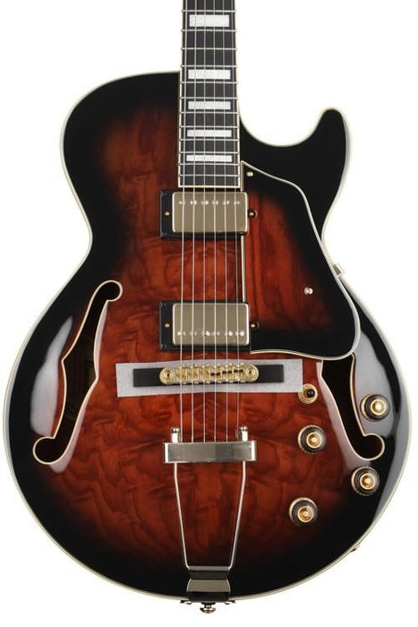 Ibanez Artcore Expressionist AG95QA Hollowbody Electric Guitar - Dark Brown Sunburst - Music Bliss Malaysia