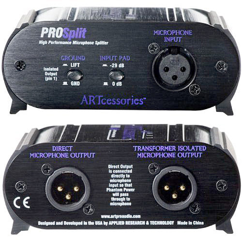 ART ProSplit Microphone Splitter with Ground Lift, Input Pad, Direct XLR Out, and Transformer-isolated XLR Out - Music Bliss Malaysia