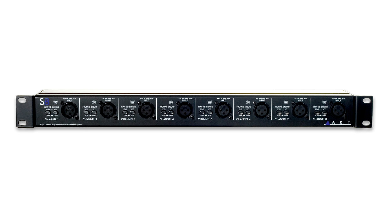 ART S8 8-channel 2-way Microphone Signal Splitter with Ground-lift switches and Attenuation Pads (S-8) - Music Bliss Malaysia