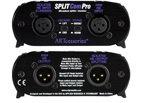 ART SPLITCom Pro 2-way Mic Signal Splitter/Combiner with Phase Invert Switch and Direct Out (SPLITComPro) - Music Bliss Malaysia