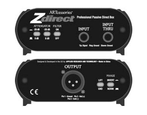 ART ZDirect 1-channel Passive Instrument DI Box For Active Instruments (Acoustic, Electric & Bass) *Price Match Promotion* - Music Bliss Malaysia