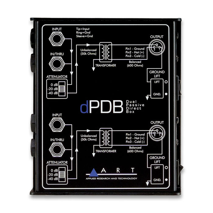 ART dPDB 2-channel Passive Direct Box with Low Noise, Input Attenuation, and Ground Lift Switches *Price Match Promotion* - Music Bliss Malaysia
