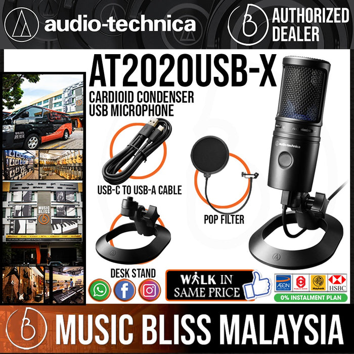 Audio Technica AT2020USB-X Cardioid Condenser USB Microphone with Pop Filter - Music Bliss Malaysia