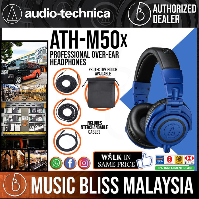 Audio Technica ATH-M50x Professional Monitor Headphones - Deep Sea Blue (Audio-Technica ATH M50x) - Music Bliss Malaysia