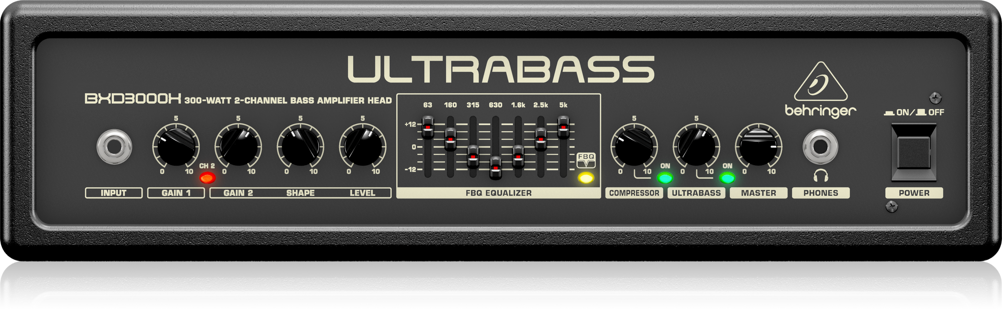 Behringer UltraBass BXD3000H 300-watt 2-channel Bass Amp Head (BXD-3000H / BXD 3000H) - Music Bliss Malaysia