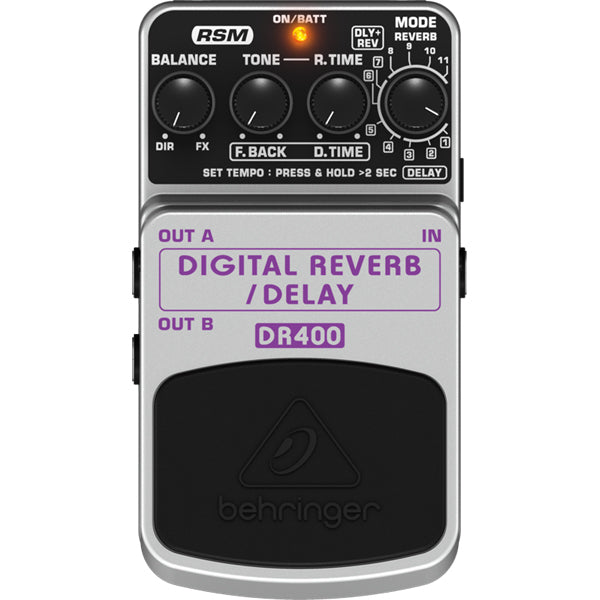 Behringer DR-400 Digital Reverb/Delay Guitar Effects Pedal (DR400) - Music Bliss Malaysia