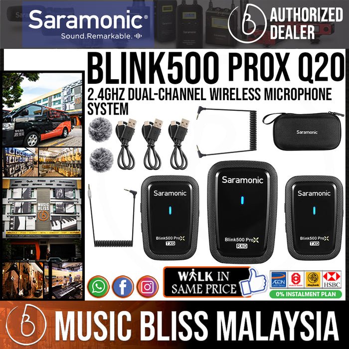 Saramonic Blink500 ProX Q20 2.4GHz Dual-Channel Wireless Microphone System - Music Bliss Malaysia