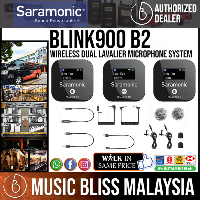 Saramonic Blink900 B2 Wireless Dual Lavalier Microphone System (Blink 900 B2) - Music Bliss Malaysia
