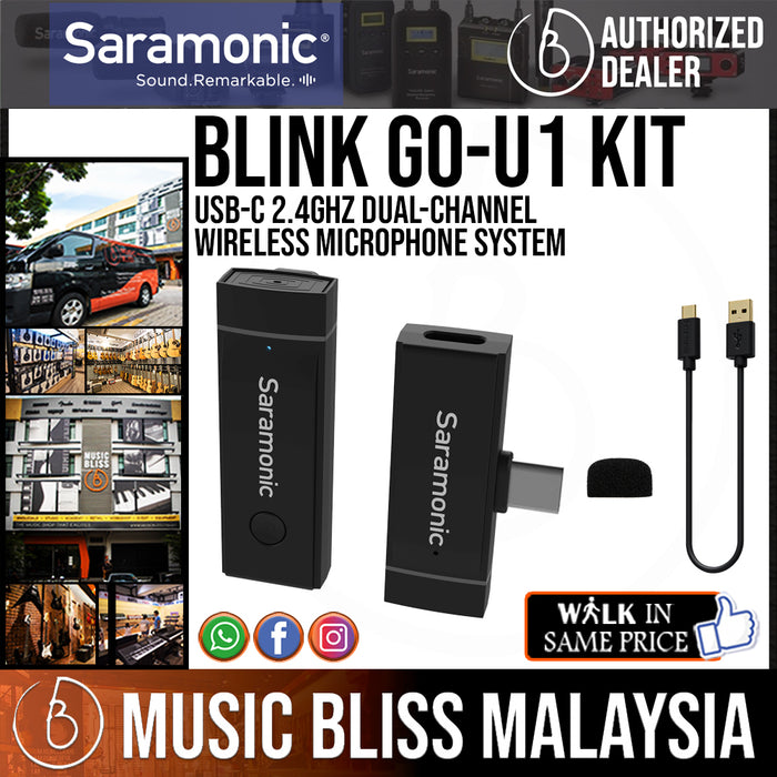 Saramonic Blink Go-U1 Kit USB-C 2.4GHz Dual-Channel Wireless Microphone System (BlinkGoU1Kit / Blink Go U1 Kit) - Music Bliss Malaysia