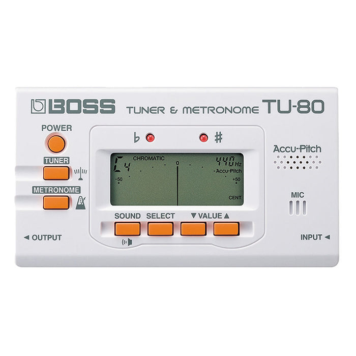 Boss TU-80 Guitar Tuner & Metronome - White (TU80) - Music Bliss Malaysia