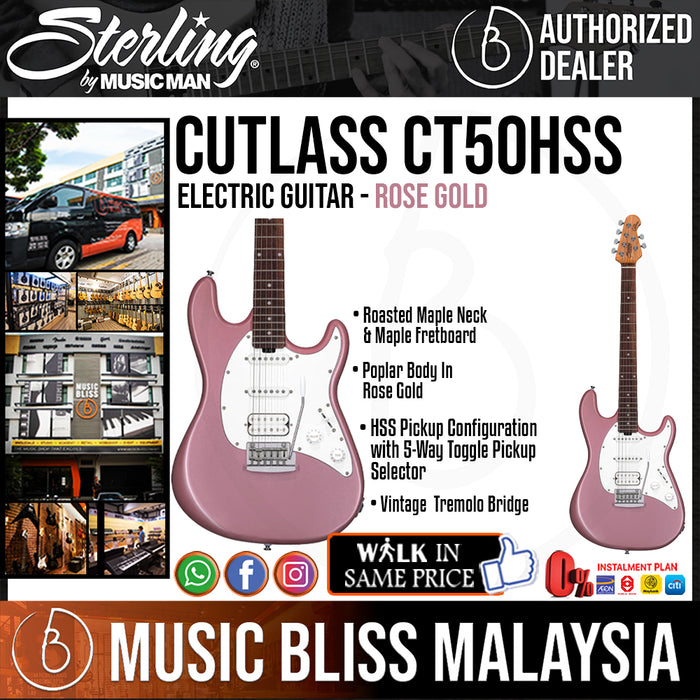Sterling Cutlass CT50HSS Electric Guitar - Rose Gold *Everyday Low Prices Promotion* - Music Bliss Malaysia