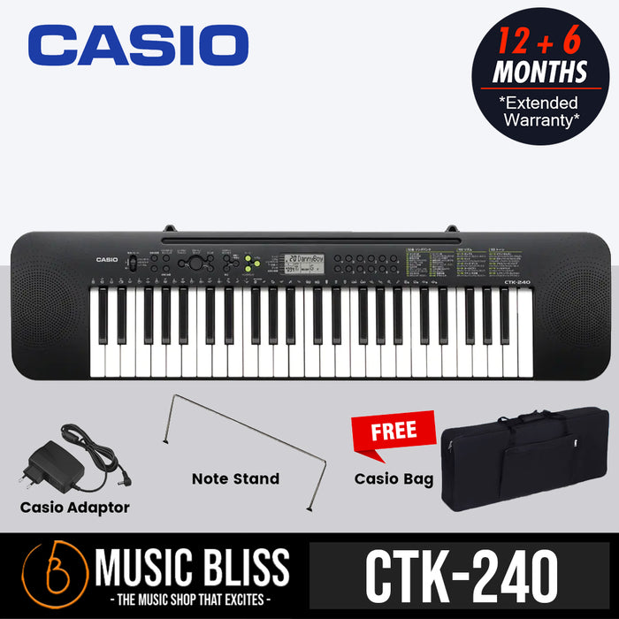 Casio CTK-240 49-Keys Standard Keyboard with Casio Keyboard Bag - Music Bliss Malaysia