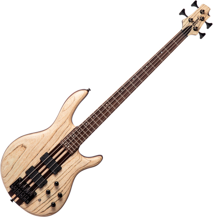 Cort A4 Ultra Ash Electric Bass Guitar with Guitar Hardcase - Etched Natural Black - Music Bliss Malaysia