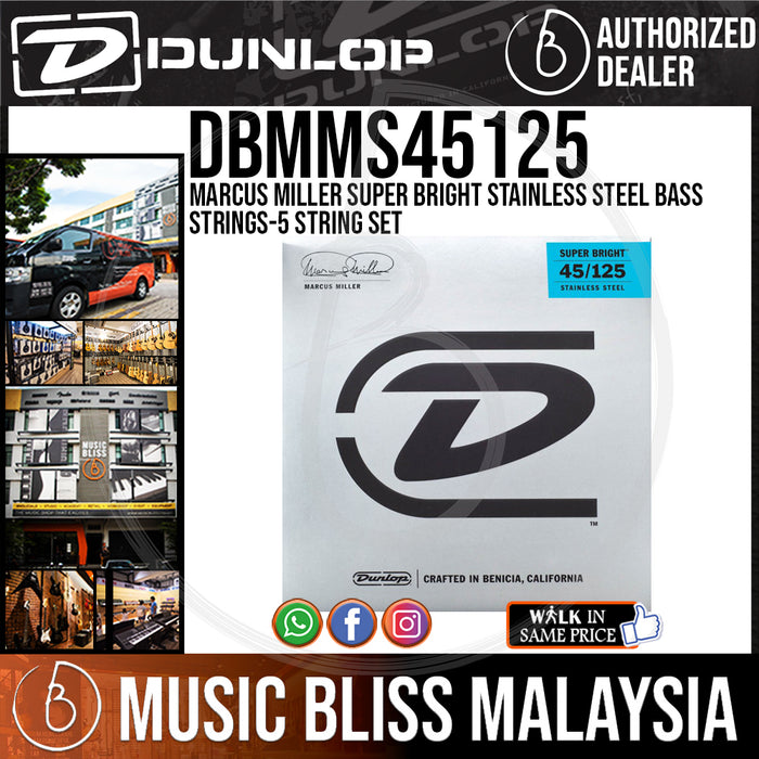 Jim Dunlop DBMMS45125 Marcus Miller Super Bright Bass Strings 045-125 - 5 String Set - Music Bliss Malaysia