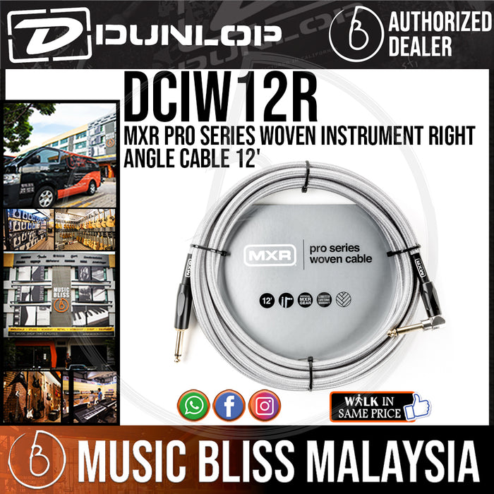 Jim Dunlop MXR DCIW12R 12ft Pro Series Woven Instrument Cable - Right / Straight - Music Bliss Malaysia