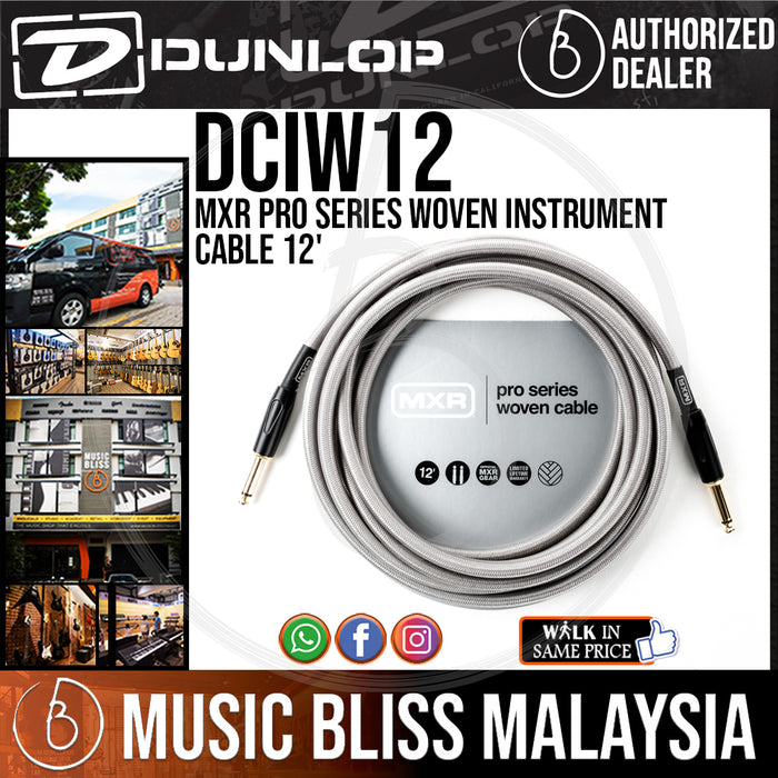 Jim Dunlop MXR DCIW12 12ft Pro Series Woven Instrument Cable - Straight / Straight - Music Bliss Malaysia