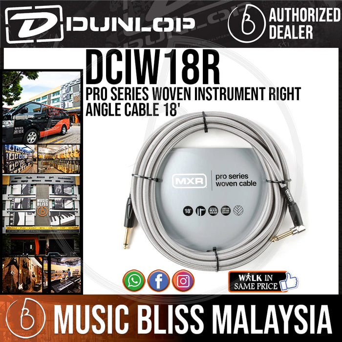 Jim Dunlop MXR DCIW18R 18ft Pro Series Woven Instrument Cable - Right / Straight - Music Bliss Malaysia