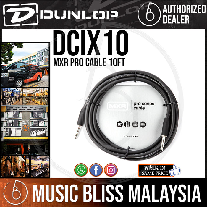 Jim Dunlop MXR DCIX10 10ft Pro Series Instrument Cable - Straight / Straight - Music Bliss Malaysia