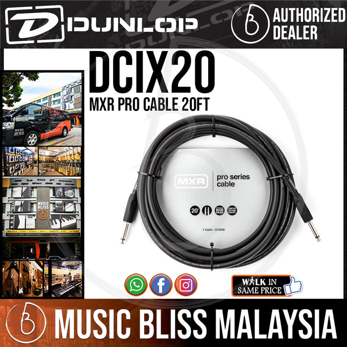 Jim Dunlop MXR DCIX20 20ft Pro Series Instrument Cable - Straight / Straight - Music Bliss Malaysia