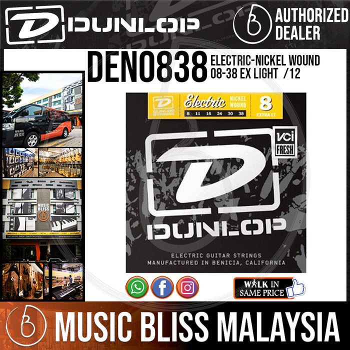 Jim Dunlop DEN0838 Nickel Wound Electric Guitar Strings - Light 008-038 - Music Bliss Malaysia