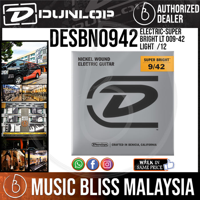 Jim Dunlop DESBN0942 Super Bright Guitar Strings - Light 009-042 - Music Bliss Malaysia
