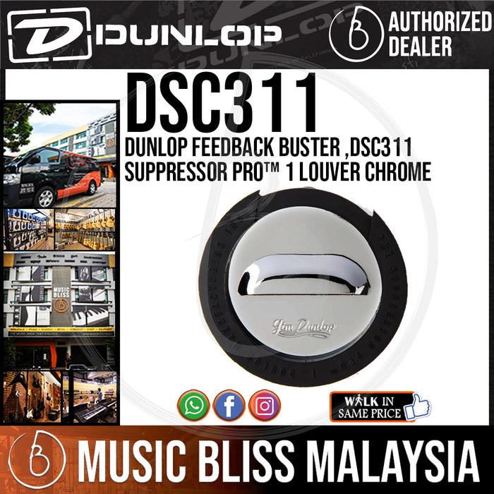 Jim Dunlop DSC311 Suppressor Pro Soundhole Cover, 1 Louvre, Chrome - Music Bliss Malaysia