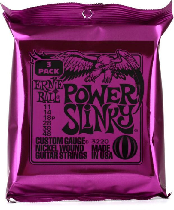 Ernie Ball 3220 Power Slinky Nickel Wound Electric Guitar Strings - 3-Pack (11-48) - Music Bliss Malaysia